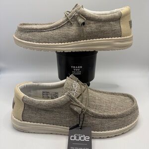 NWT Hey Dude Wally Woven Beige Mens Size 12 Lightweight Casual Shoes